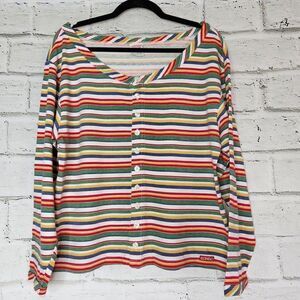 Bongo Vintage Striped Y2K Pullover Shirt Womens Large 90's Multicolor Stripes